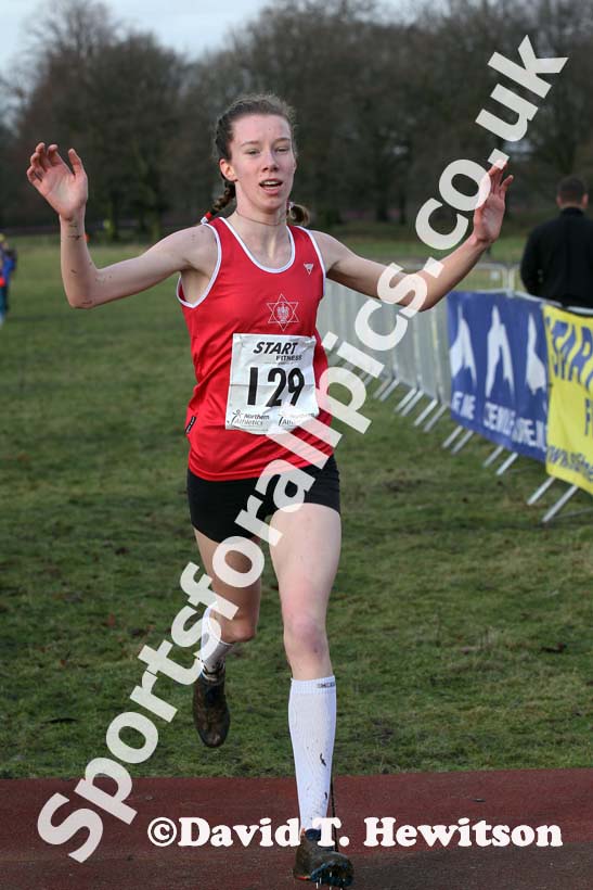 H. Knowles-Jones (Warrington) winning the under-17s womens Northern Cross Country Champs, Knowsley Safari Park. Photo: David T. Hewitson/Sports for All Pics